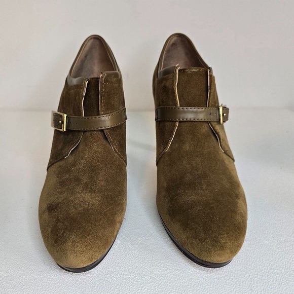 Franco Sarto Sabelle High Heel KHAKI Brown Suede Ankle Booties size 8 M - Picture 2 of 9
